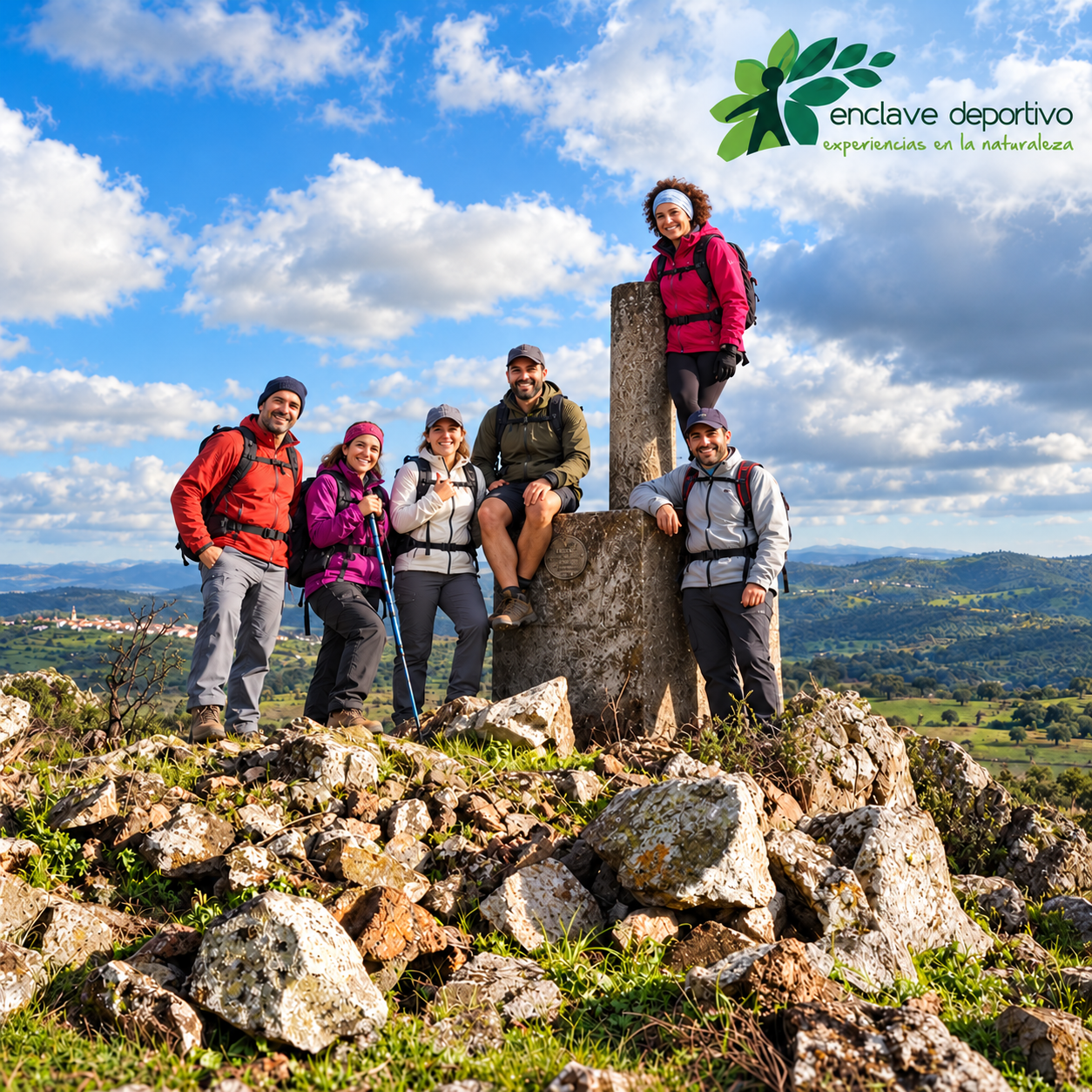 Cumbre entre amigos y naturaleza